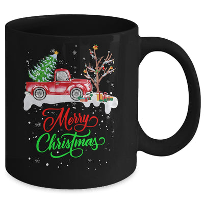 Merry Christmas Red Truck Christmas Tree Lights Snow Mug | siriusteestore