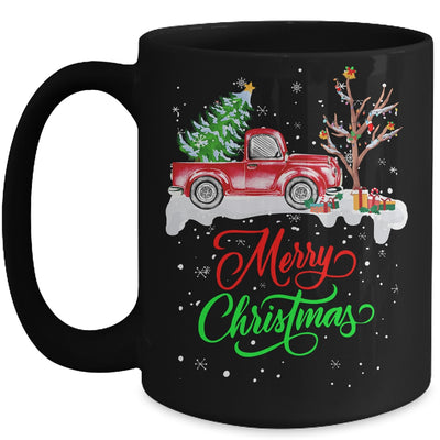 Merry Christmas Red Truck Christmas Tree Lights Snow Mug | siriusteestore