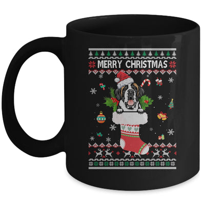 Merry Christmas Saint Bernard In Sock Dog Funny Ugly Xmas Mug | siriusteestore