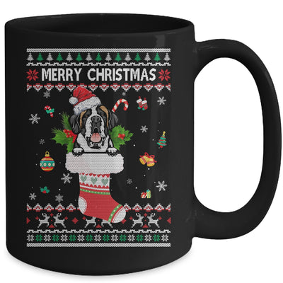 Merry Christmas Saint Bernard In Sock Dog Funny Ugly Xmas Mug | siriusteestore