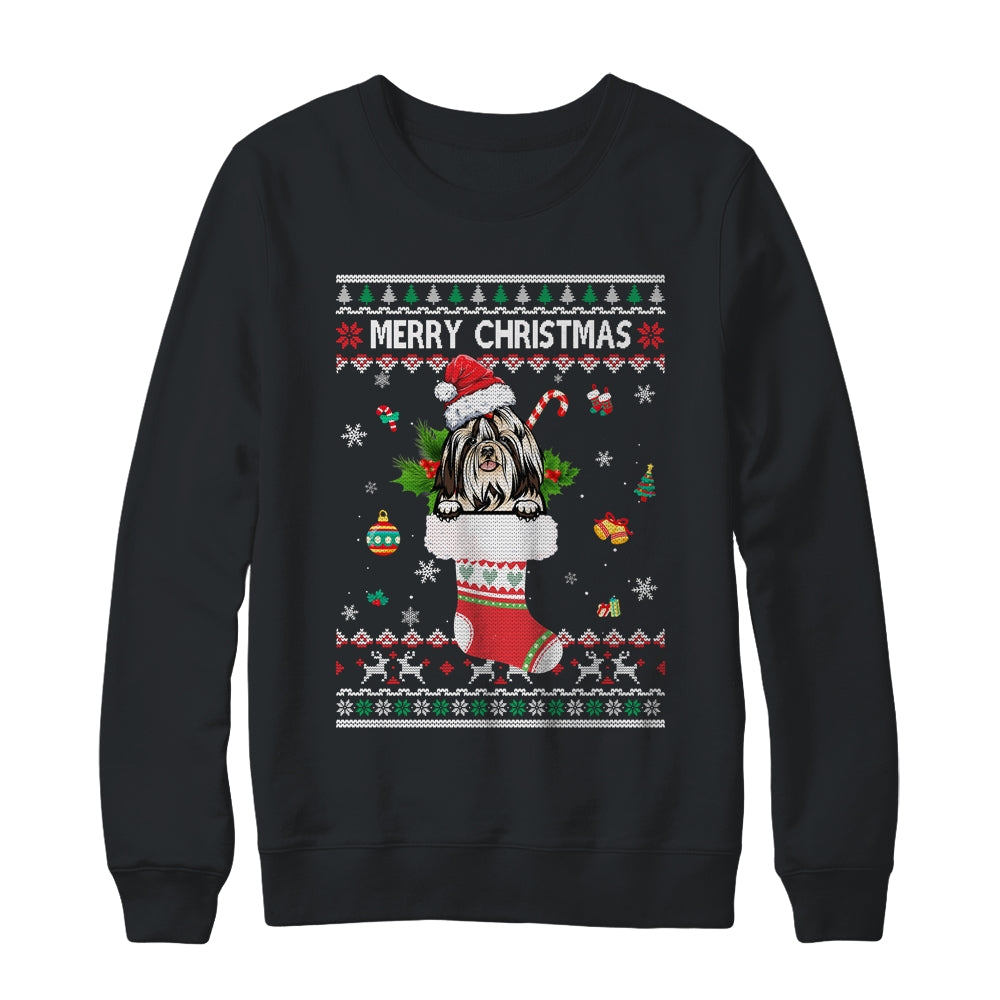 Merry Christmas Shih Tzu In Sock Dog Funny Ugly Xmas Shirt & Sweatshirt | siriusteestore