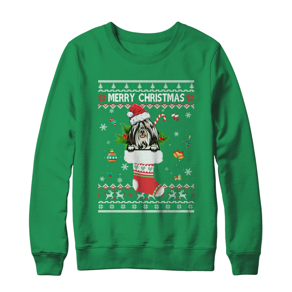 Merry Christmas Shih Tzu In Sock Dog Funny Ugly Xmas Shirt & Sweatshirt | siriusteestore