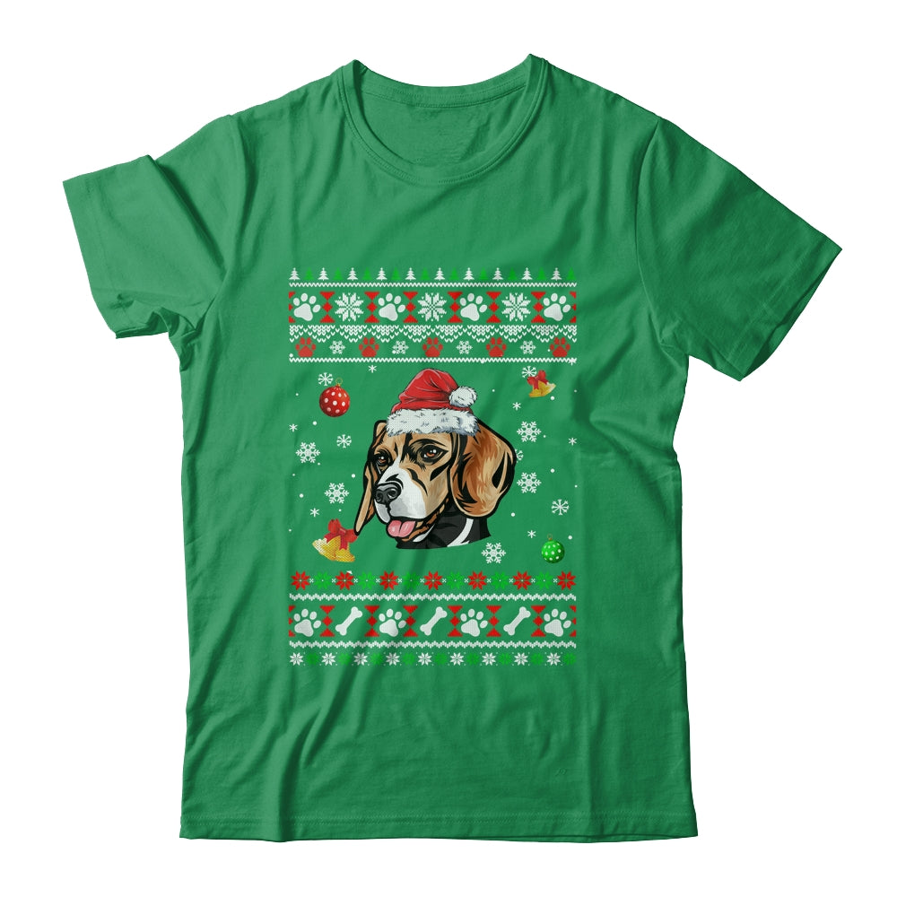 Merry Christmas Ugly Xmas Beagle Santa Hat Funny Shirt & Sweatshirt | siriusteestore