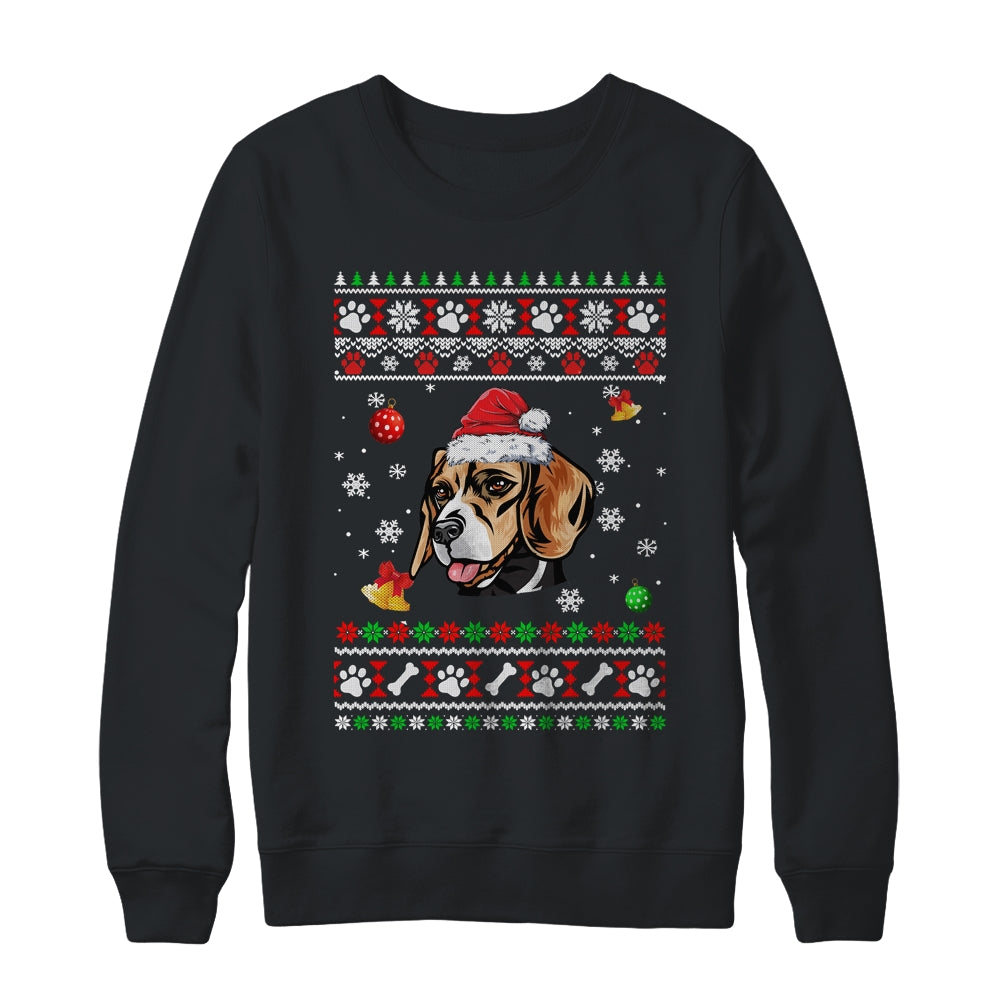 Merry Christmas Ugly Xmas Beagle Santa Hat Funny Shirt & Sweatshirt | siriusteestore