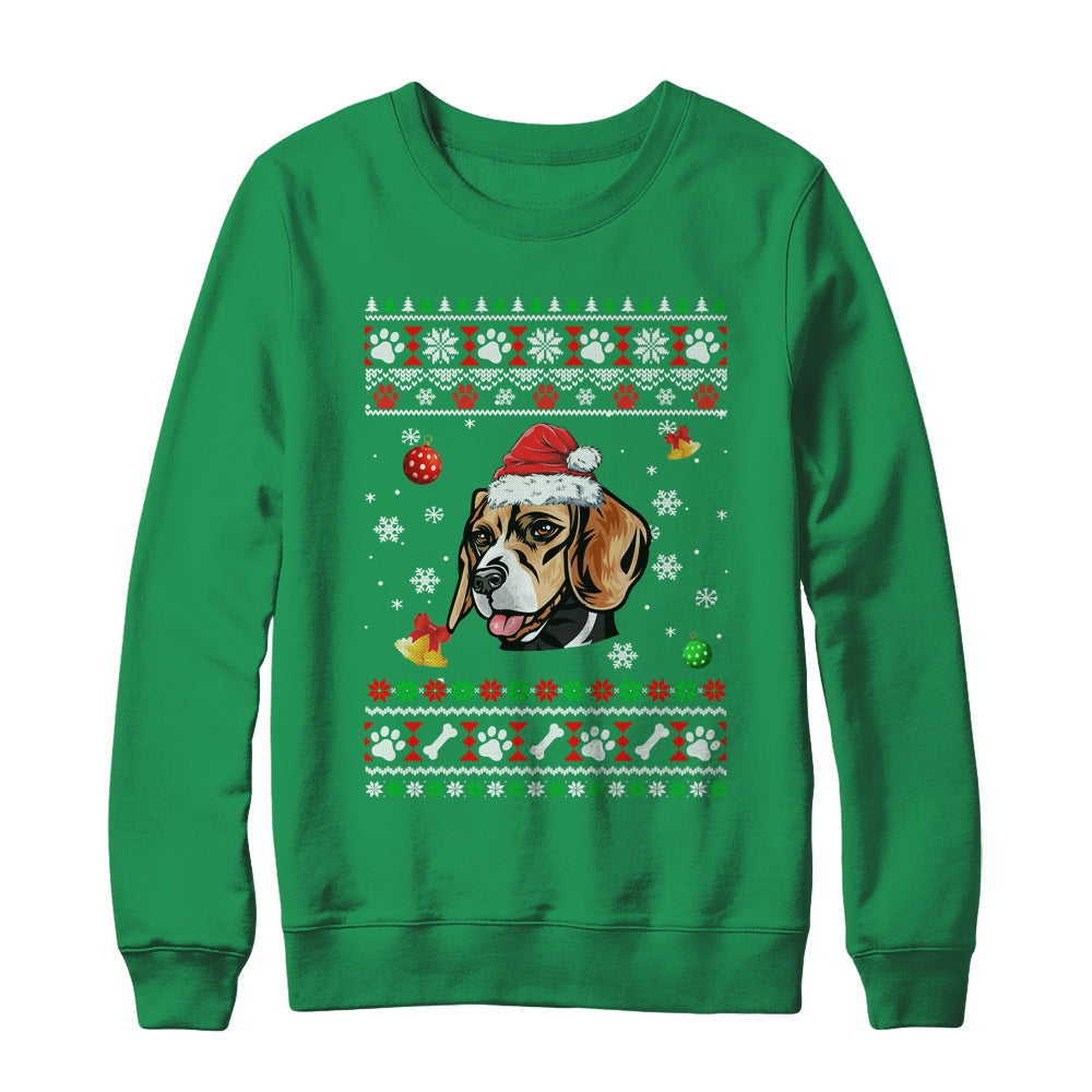 Merry Christmas Ugly Xmas Beagle Santa Hat Funny Shirt & Sweatshirt | siriusteestore