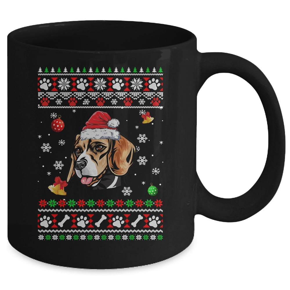Merry Christmas Ugly Xmas Beagle Santa Hat Funny Mug | siriusteestore