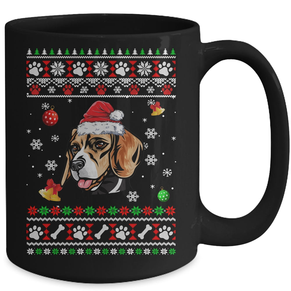 Merry Christmas Ugly Xmas Beagle Santa Hat Funny Mug | siriusteestore
