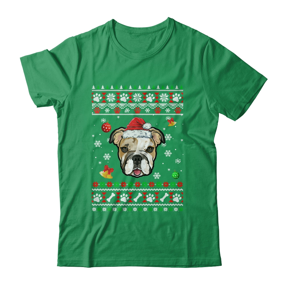 Merry Christmas Ugly Xmas Bulldog Santa Hat Funny Shirt & Sweatshirt | siriusteestore