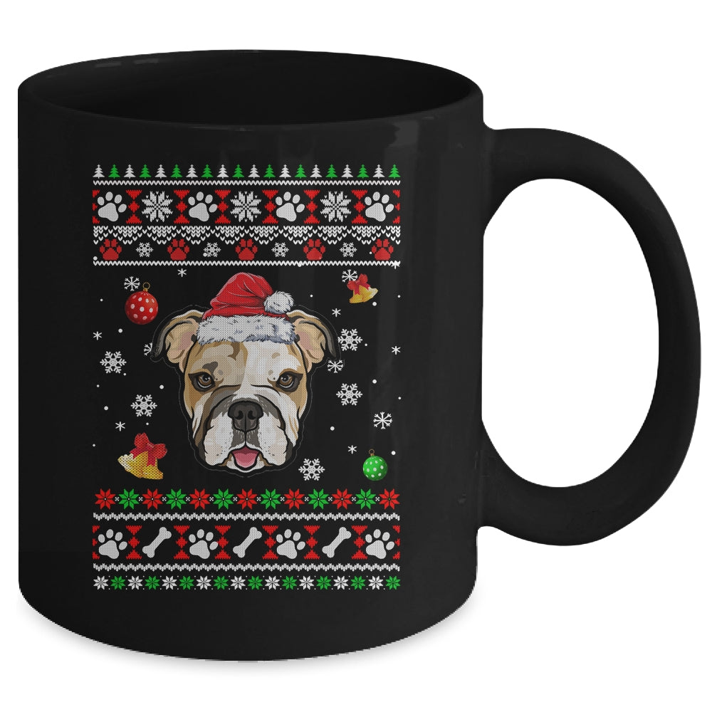 Merry Christmas Ugly Xmas Bulldog Santa Hat Funny Mug | siriusteestore