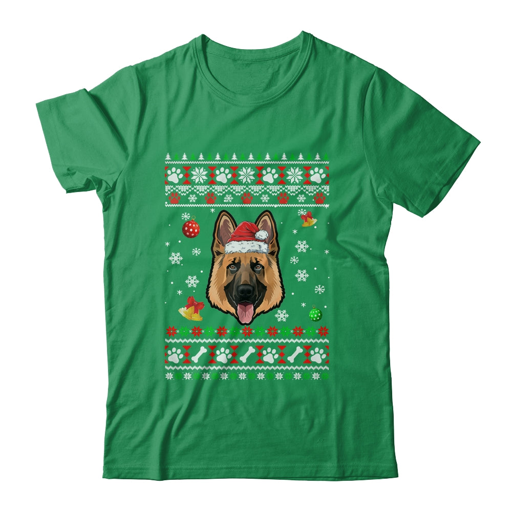 Merry Christmas Ugly Xmas German Shepherd Santa Hat Funny Shirt & Sweatshirt | siriusteestore