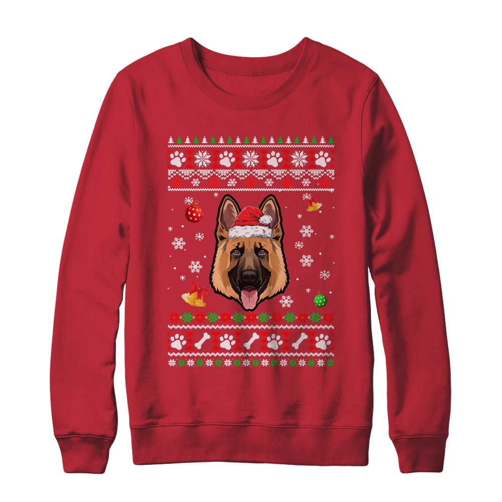 Merry Christmas Ugly Xmas German Shepherd Santa Hat Funny Shirt & Sweatshirt | siriusteestore