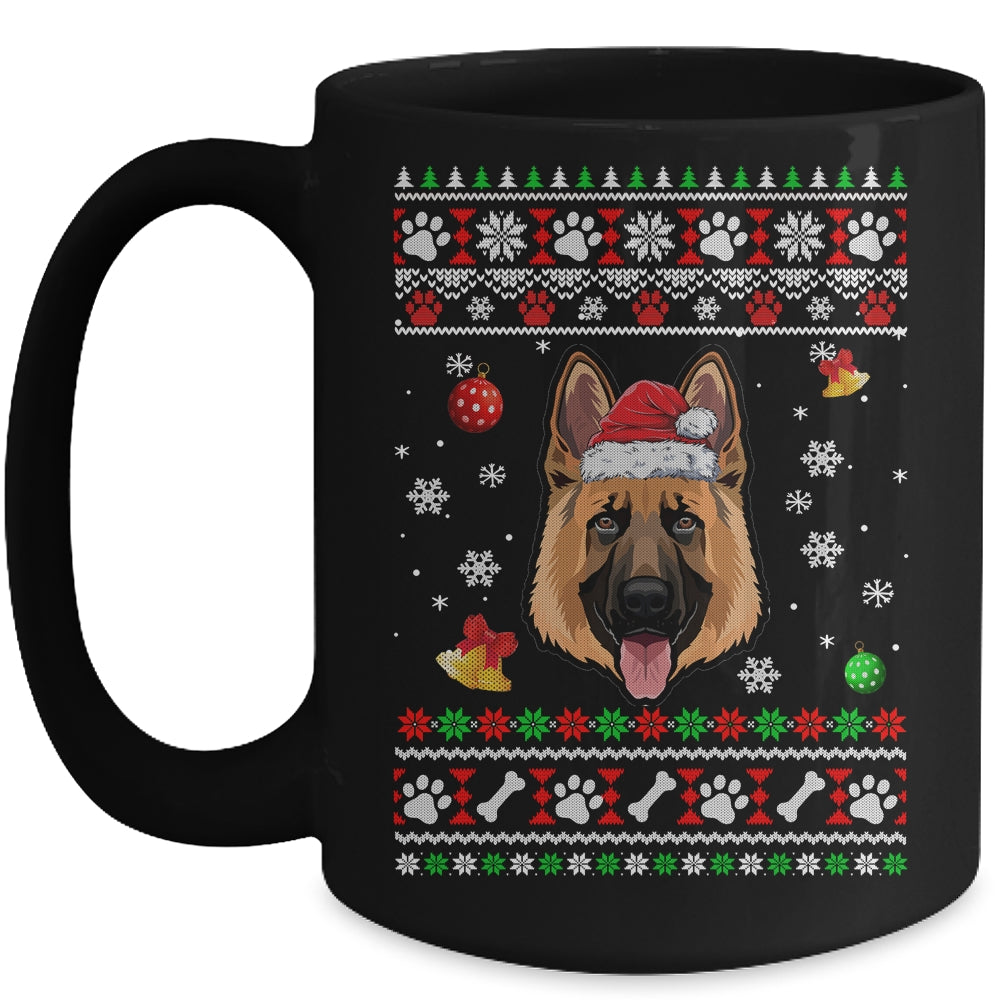 Merry Christmas Ugly Xmas German Shepherd Santa Hat Funny Mug | siriusteestore