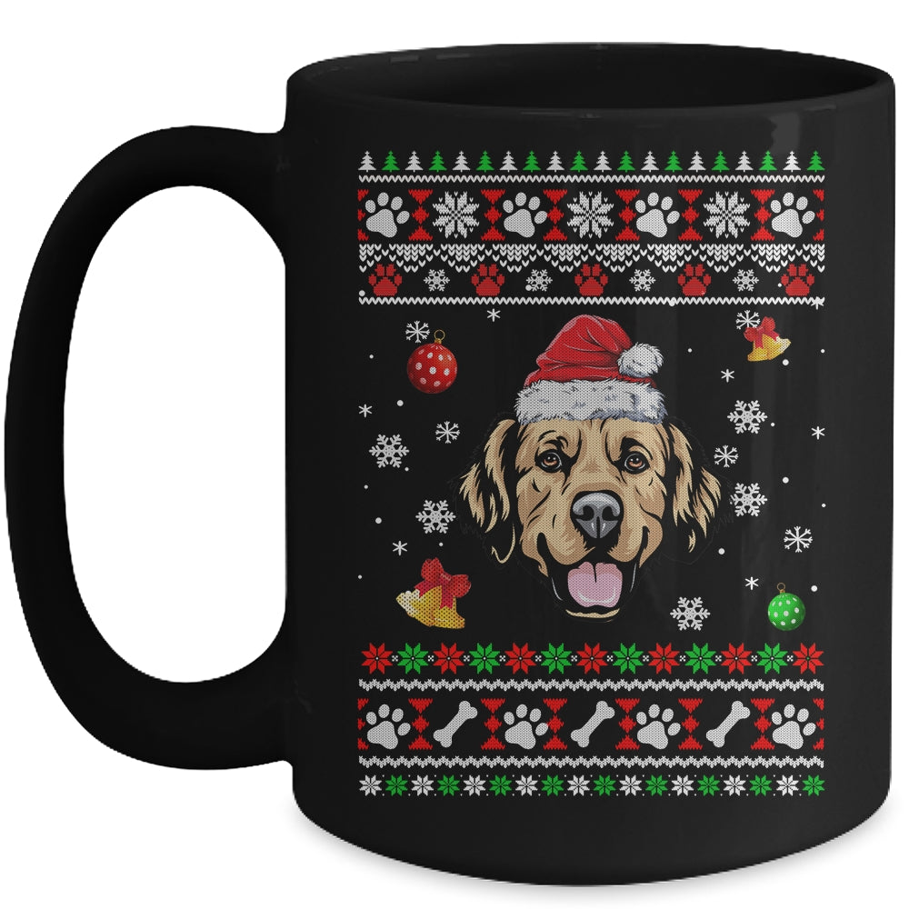 Merry Christmas Ugly Xmas Golden Retriever Santa Hat Funny Mug | siriusteestore