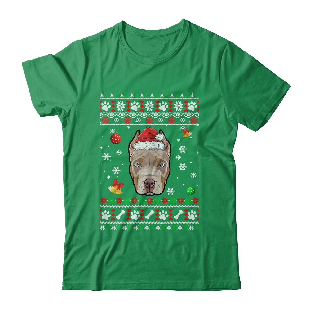 Merry Christmas Ugly Xmas Pitbull Santa Hat Funny Shirt & Sweatshirt | siriusteestore