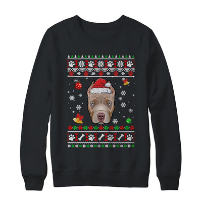 Merry Christmas Ugly Xmas Pitbull Santa Hat Funny Shirt & Sweatshirt | siriusteestore
