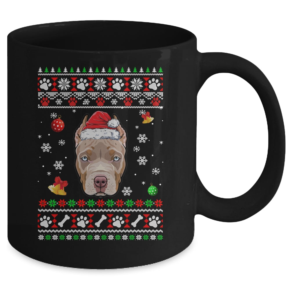 Merry Christmas Ugly Xmas Pitbull Santa Hat Funny Mug | siriusteestore