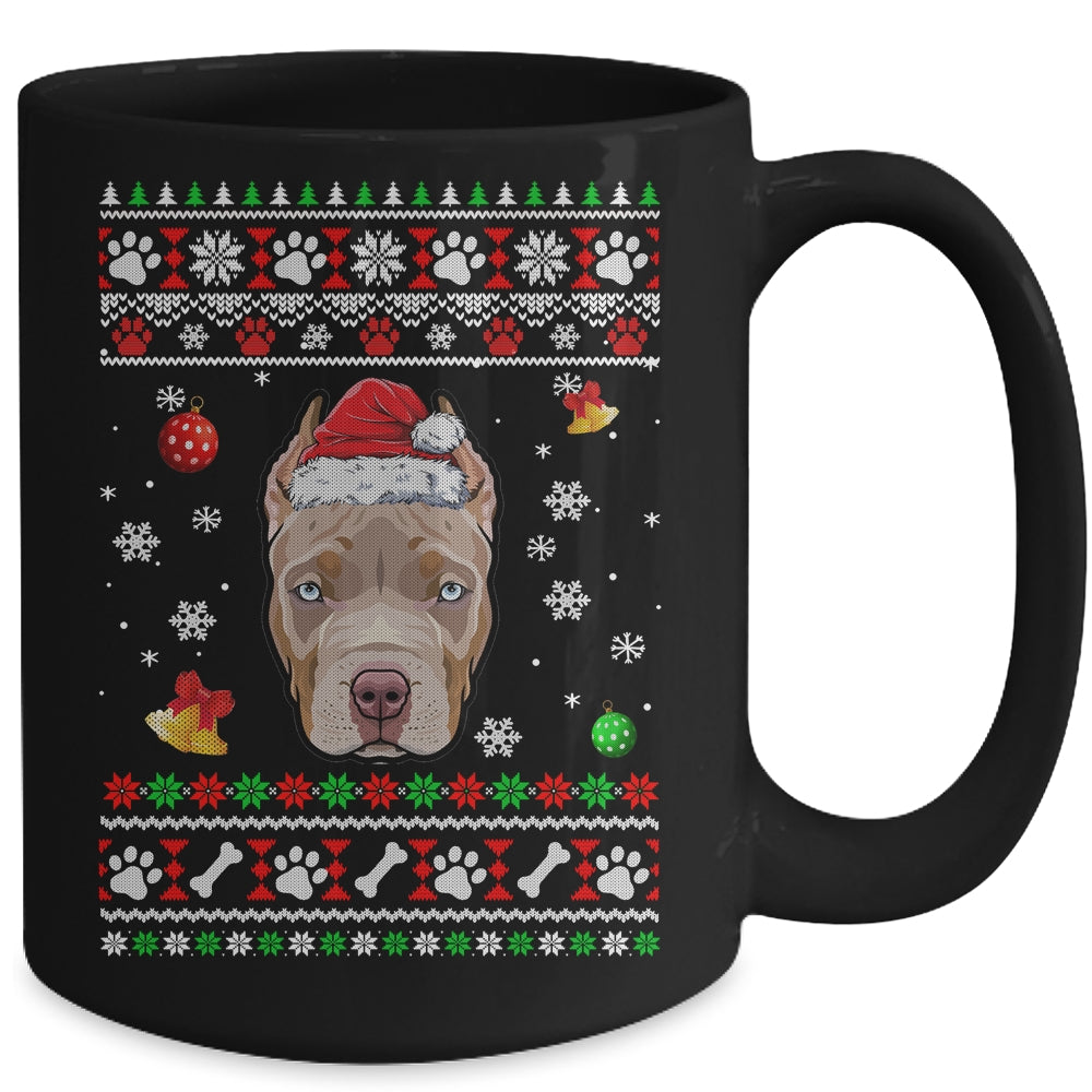 Merry Christmas Ugly Xmas Pitbull Santa Hat Funny Mug | siriusteestore