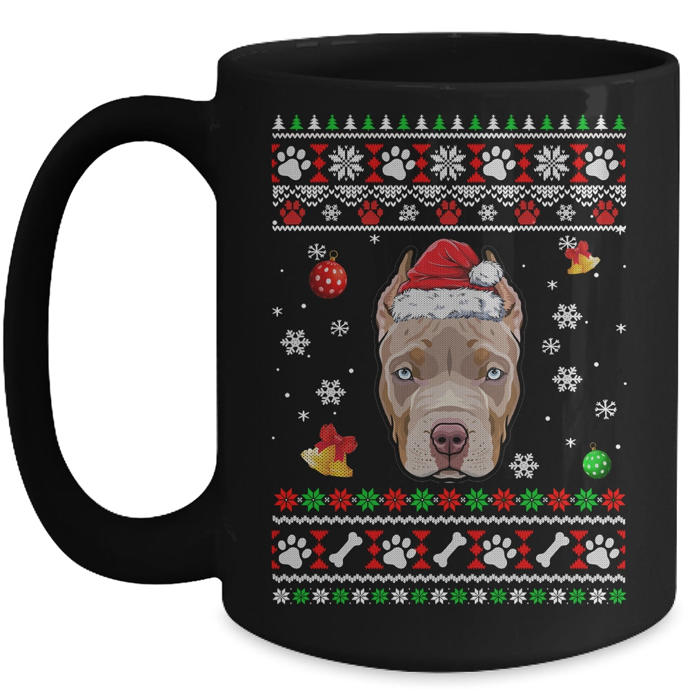 Merry Christmas Ugly Xmas Pitbull Santa Hat Funny Mug | siriusteestore