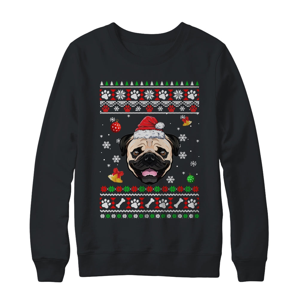 Merry Christmas Ugly Xmas Pug Santa Hat Funny Shirt & Sweatshirt | siriusteestore
