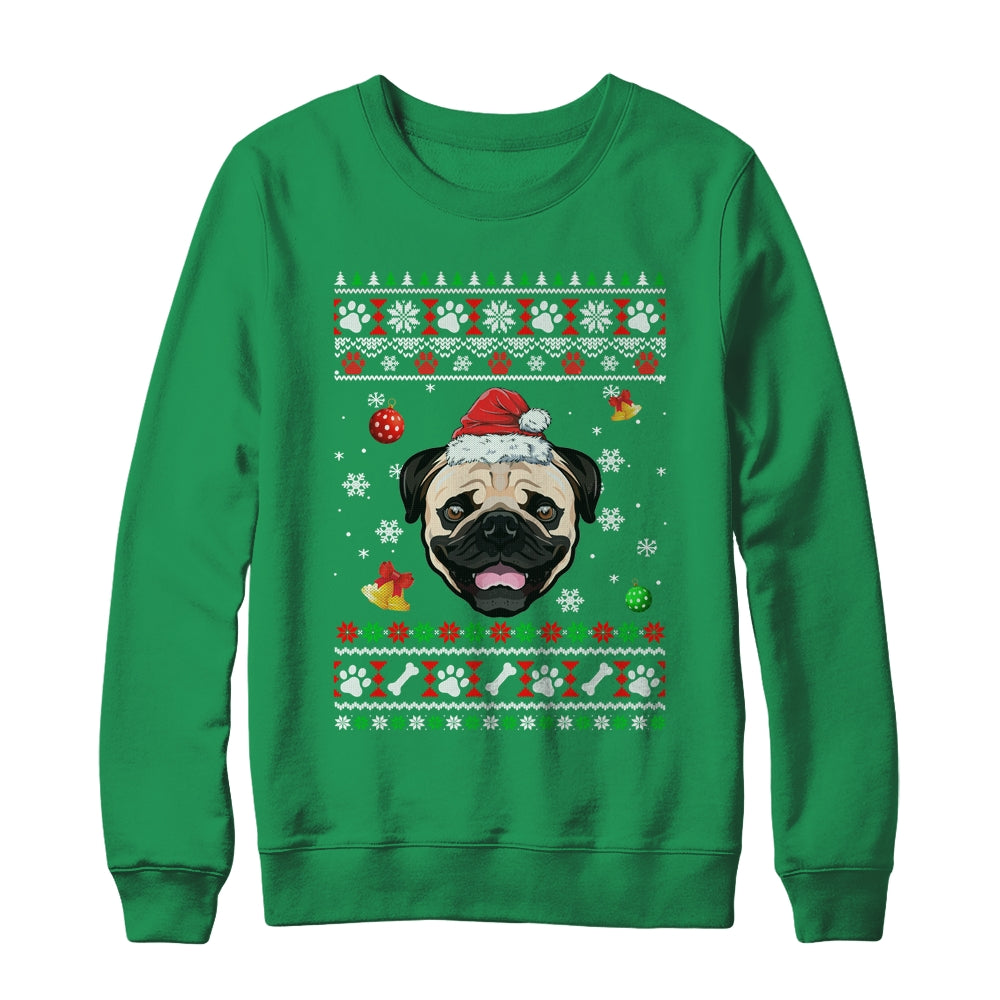 Merry Christmas Ugly Xmas Pug Santa Hat Funny Shirt & Sweatshirt | siriusteestore