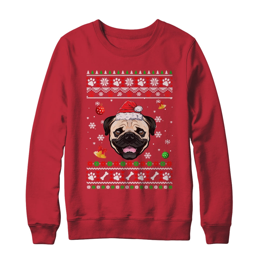 Merry Christmas Ugly Xmas Pug Santa Hat Funny Shirt & Sweatshirt | siriusteestore