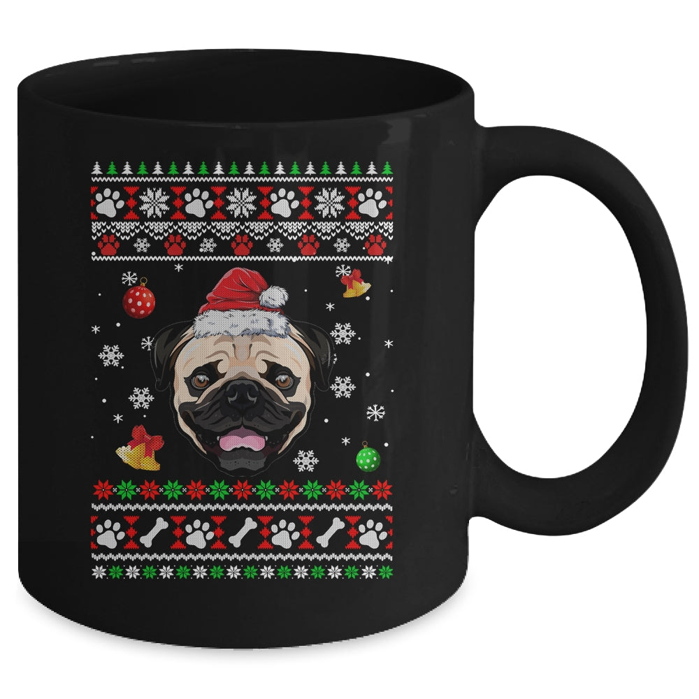 Merry Christmas Ugly Xmas Pug Santa Hat Funny Mug | siriusteestore