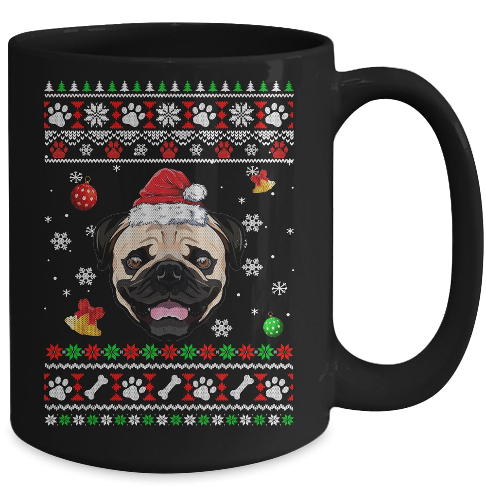 Merry Christmas Ugly Xmas Pug Santa Hat Funny Mug | siriusteestore