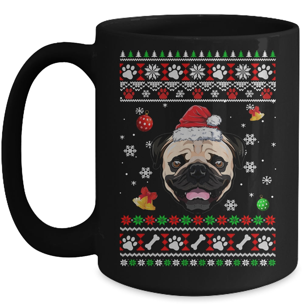 Merry Christmas Ugly Xmas Pug Santa Hat Funny Mug | siriusteestore
