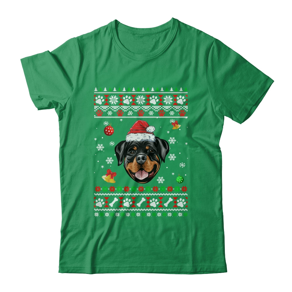 Merry Christmas Ugly Xmas Rottweiler Santa Hat Funny Shirt & Sweatshirt | siriusteestore