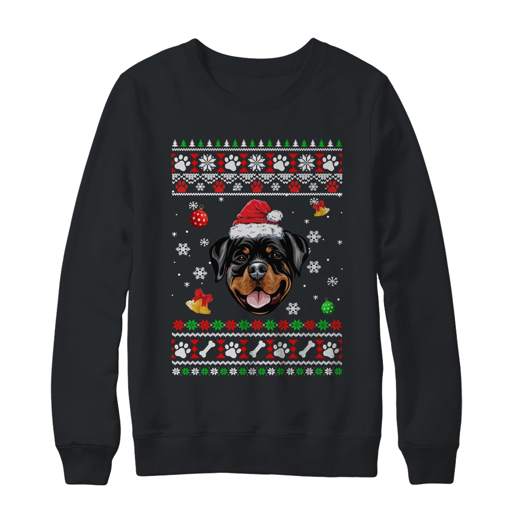 Merry Christmas Ugly Xmas Rottweiler Santa Hat Funny Shirt & Sweatshirt | siriusteestore