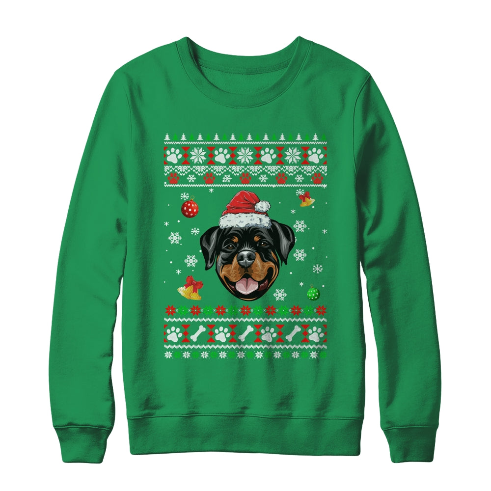 Merry Christmas Ugly Xmas Rottweiler Santa Hat Funny Shirt & Sweatshirt | siriusteestore