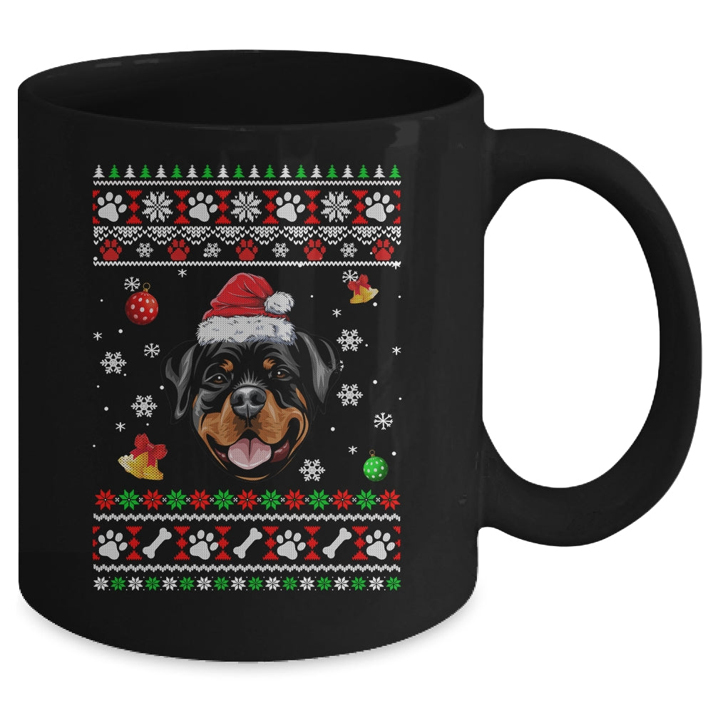 Merry Christmas Ugly Xmas Rottweiler Santa Hat Funny Mug | siriusteestore