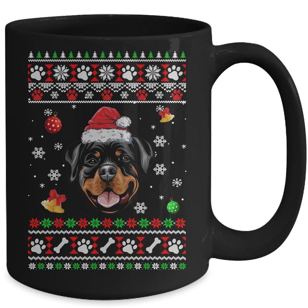 Merry Christmas Ugly Xmas Rottweiler Santa Hat Funny Mug | siriusteestore