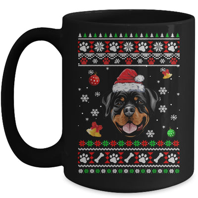 Merry Christmas Ugly Xmas Rottweiler Santa Hat Funny Mug | siriusteestore