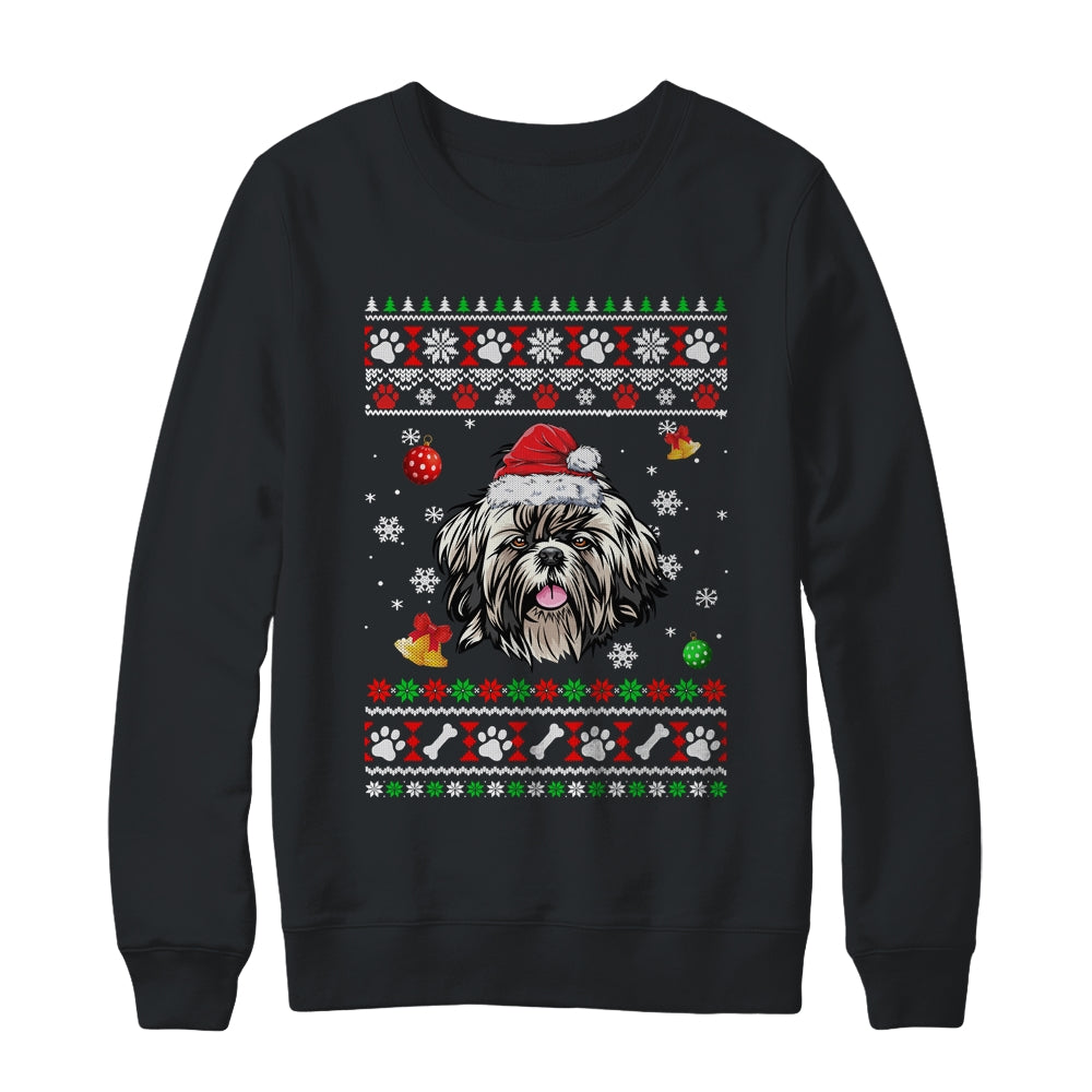 Merry Christmas Ugly Xmas Shih Tzu Santa Hat Funny Shirt & Sweatshirt | siriusteestore
