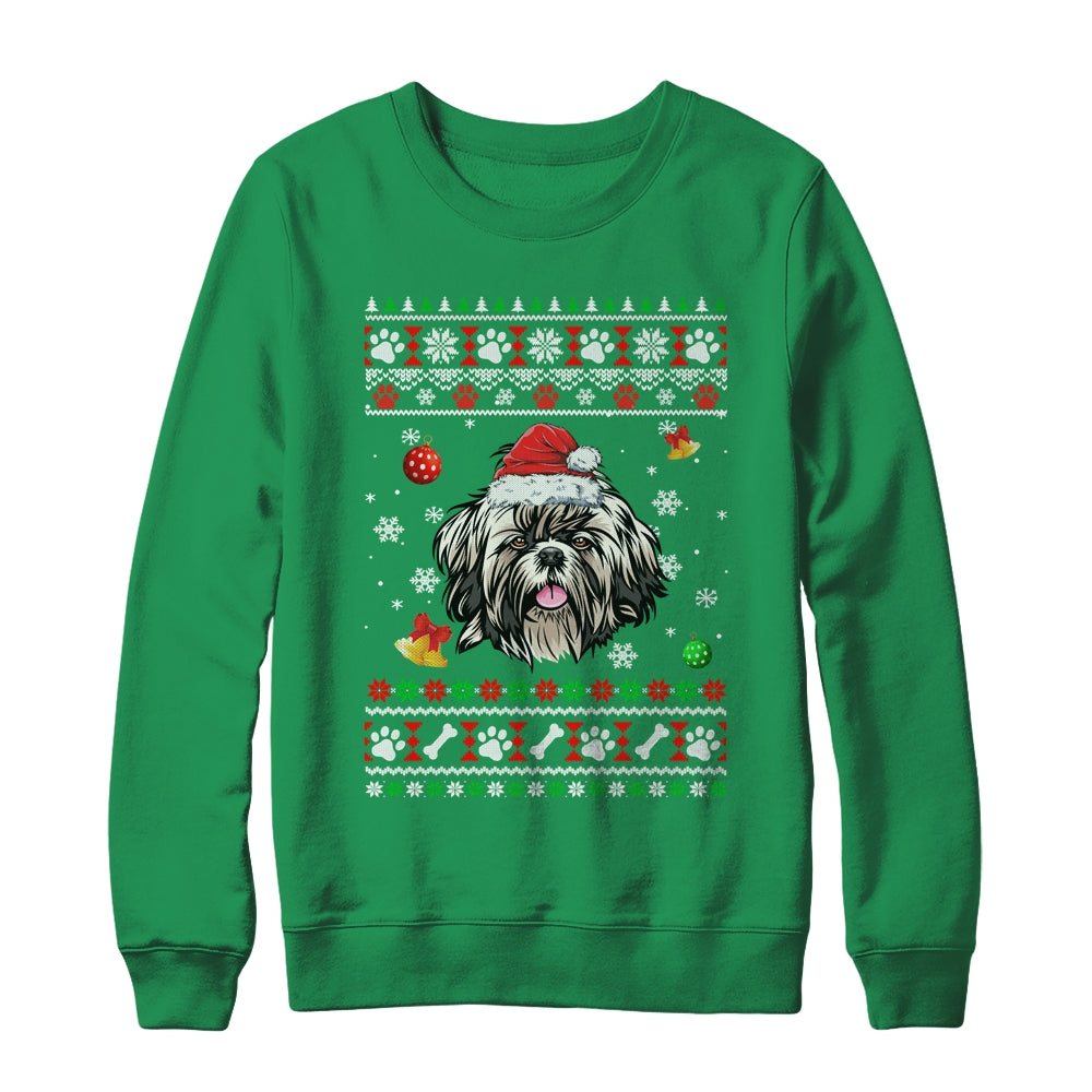 Merry Christmas Ugly Xmas Shih Tzu Santa Hat Funny Shirt & Sweatshirt | siriusteestore
