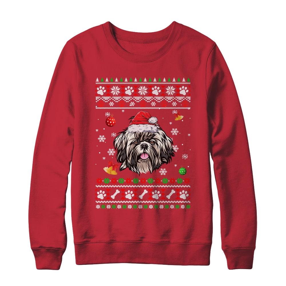 Merry Christmas Ugly Xmas Shih Tzu Santa Hat Funny Shirt & Sweatshirt | siriusteestore