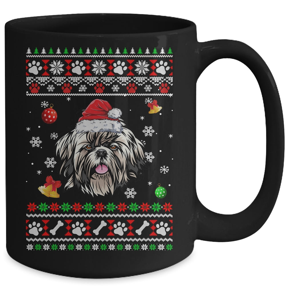 Merry Christmas Ugly Xmas Shih Tzu Santa Hat Funny Mug | siriusteestore