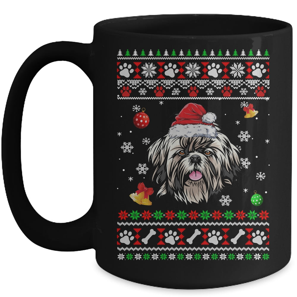 Merry Christmas Ugly Xmas Shih Tzu Santa Hat Funny Mug | siriusteestore