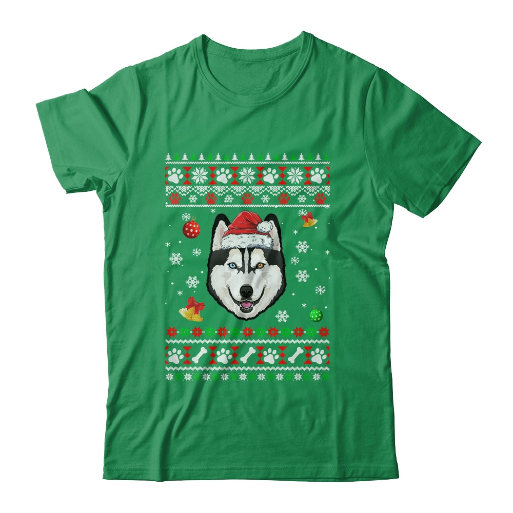 Merry Christmas Ugly Xmas Siberian Husky Santa Hat Funny Shirt & Sweatshirt | siriusteestore