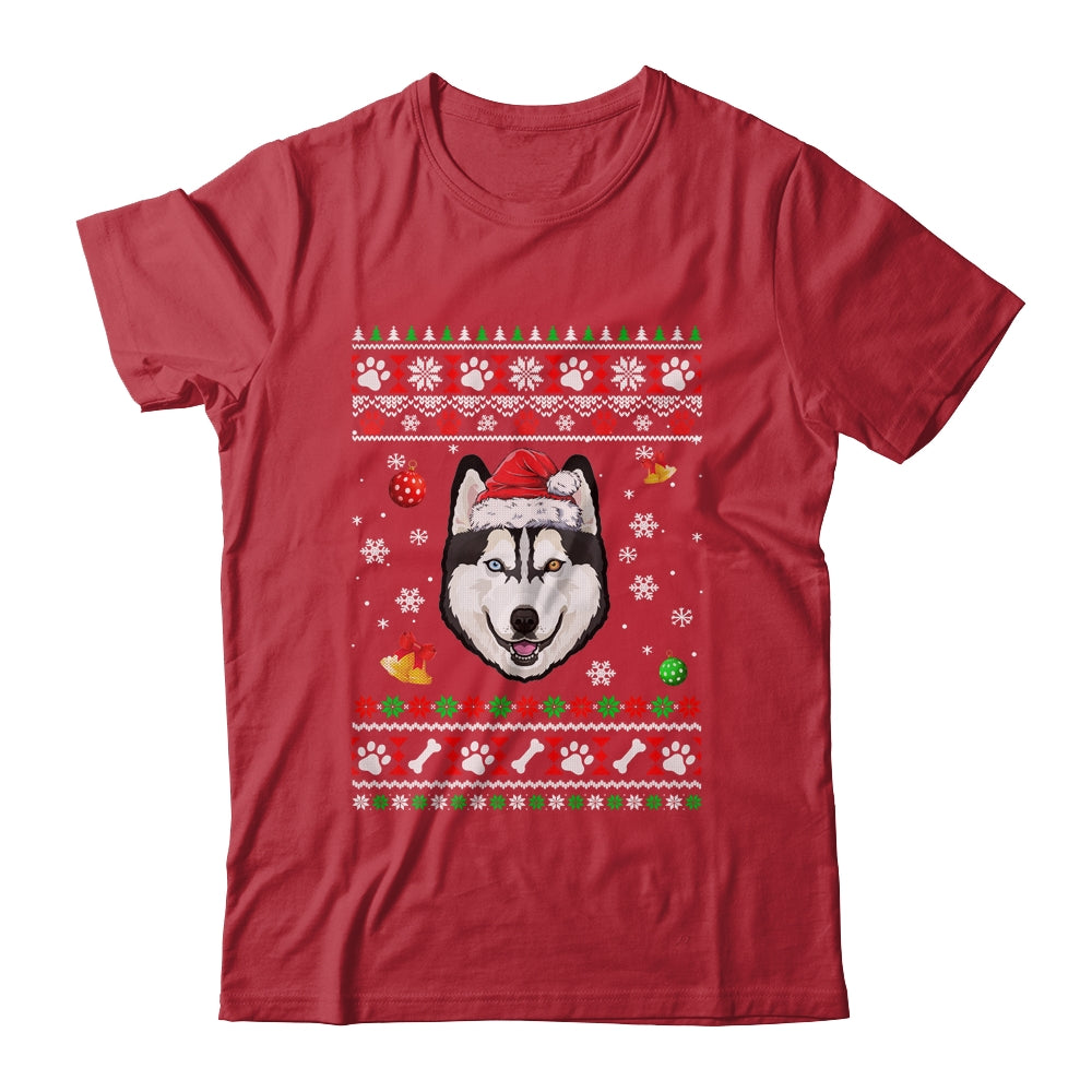 Merry Christmas Ugly Xmas Siberian Husky Santa Hat Funny Shirt & Sweatshirt | siriusteestore