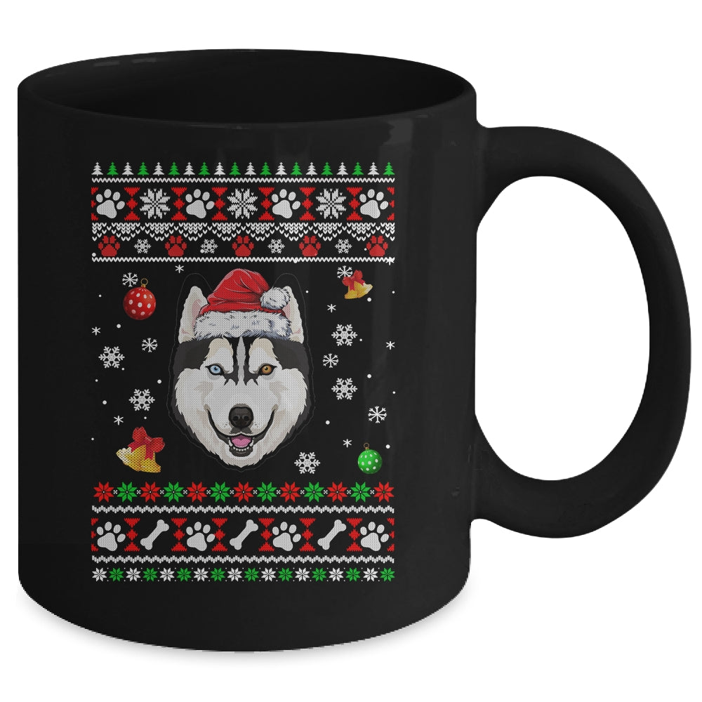 Merry Christmas Ugly Xmas Siberian Husky Santa Hat Funny Mug | siriusteestore