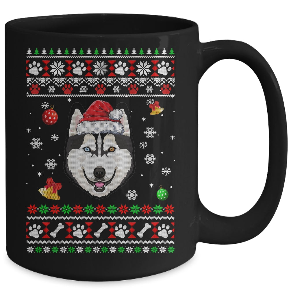 Merry Christmas Ugly Xmas Siberian Husky Santa Hat Funny Mug | siriusteestore