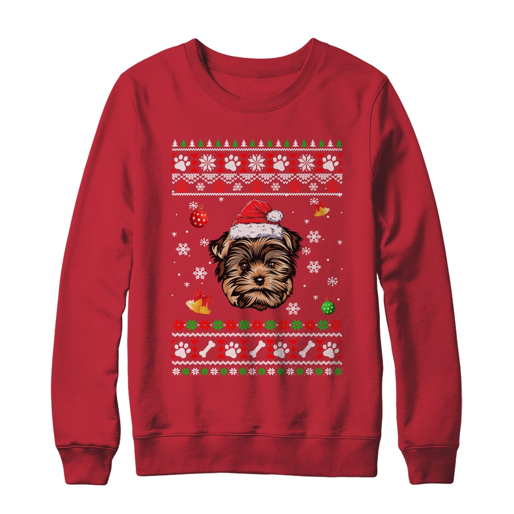 Merry Christmas Ugly Xmas Yorkie Santa Hat Funny Shirt & Sweatshirt | siriusteestore