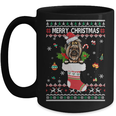 Merry Christmas Yorkie In Sock Dog Funny Ugly Xmas Mug | siriusteestore