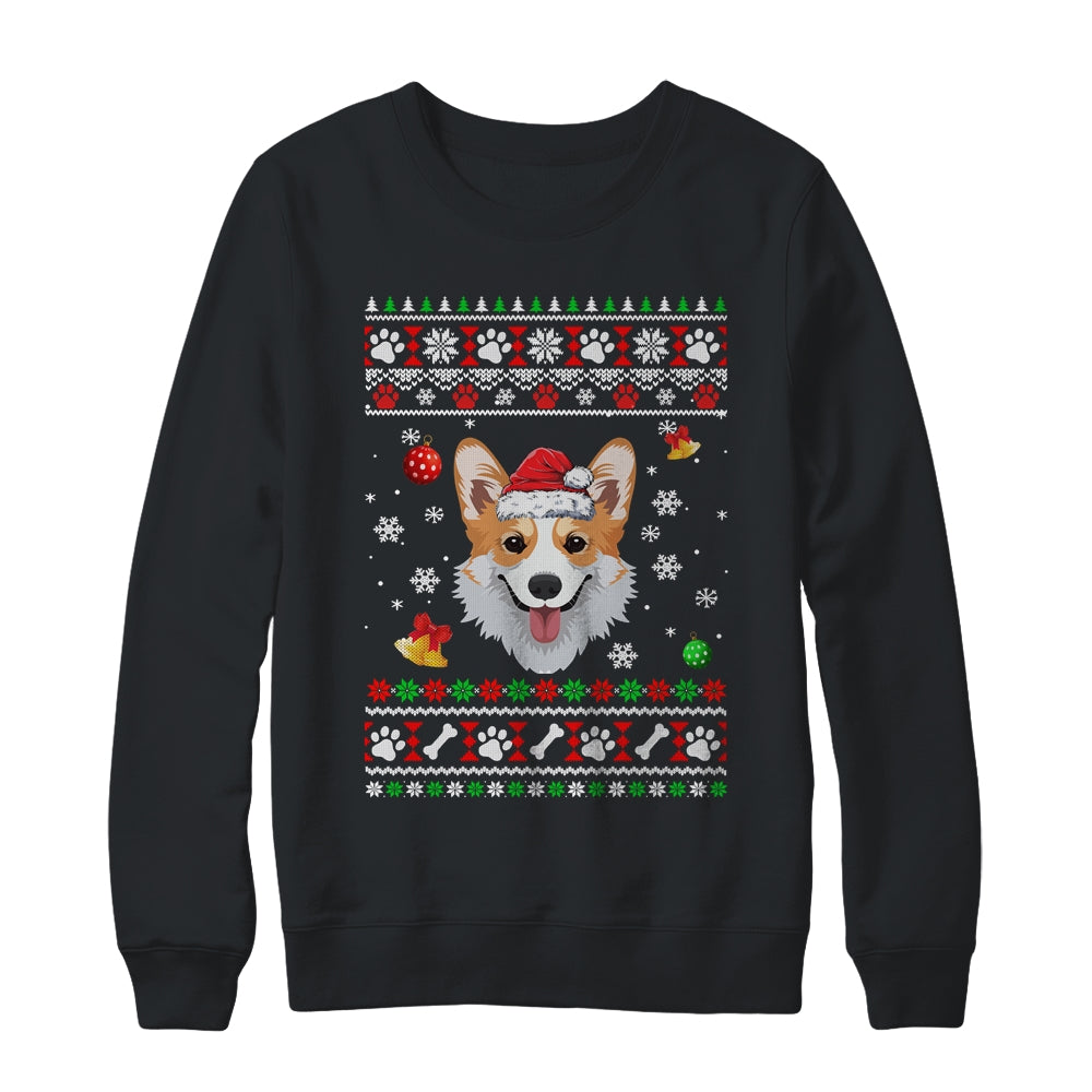 Merry Corgmas Christmas Ugly Xmas Corgi Santa Hat Funny Shirt & Sweatshirt | siriusteestore