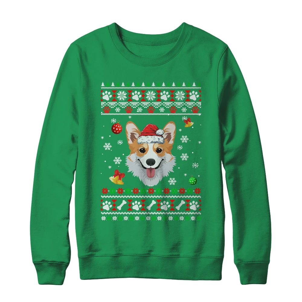 Merry Corgmas Christmas Ugly Xmas Corgi Santa Hat Funny Shirt & Sweatshirt | siriusteestore
