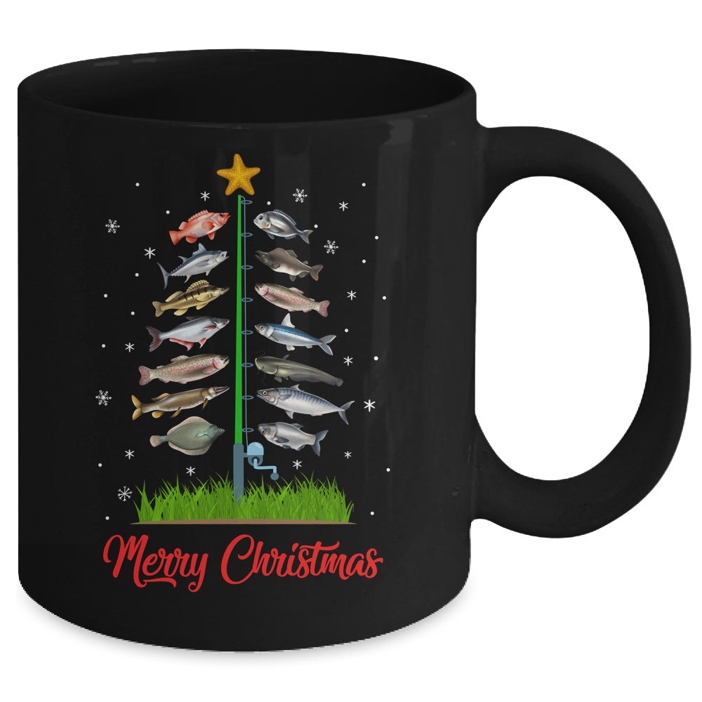 Merry Fishmas Christmas Tree Fish Funny Fishing Mug | siriusteestore
