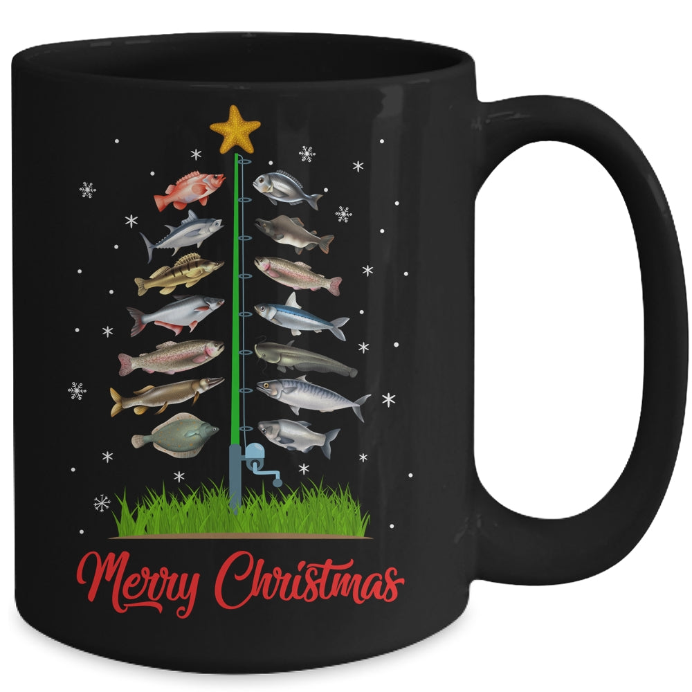 Merry Fishmas Christmas Tree Fish Funny Fishing Mug | siriusteestore