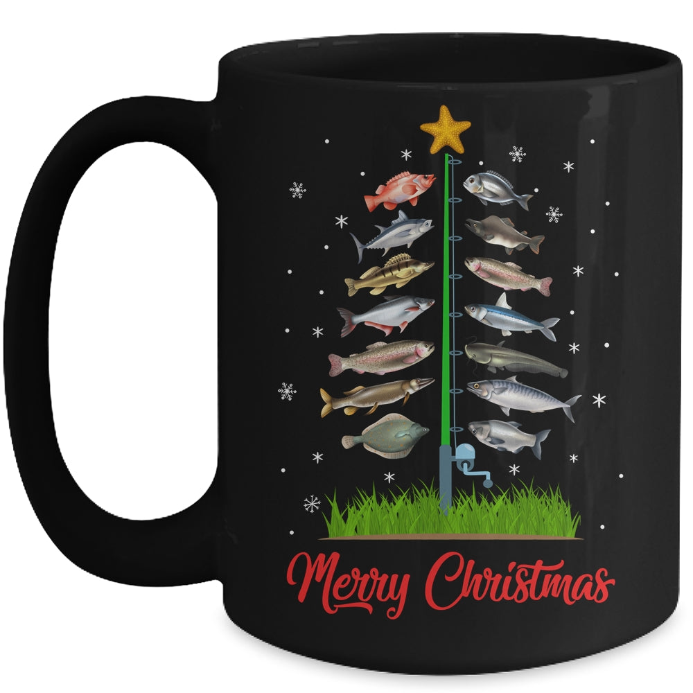 Merry Fishmas Christmas Tree Fish Funny Fishing Mug | siriusteestore